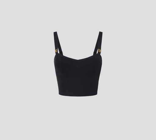 Elisabetta Franchi - CROPTOP NEGRO CON DETALLE DORADO EN TIRANTES