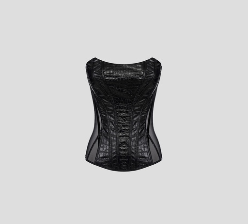Elisabetta Franchi - TOP TIPO CORSET NEGRO DE CUERO