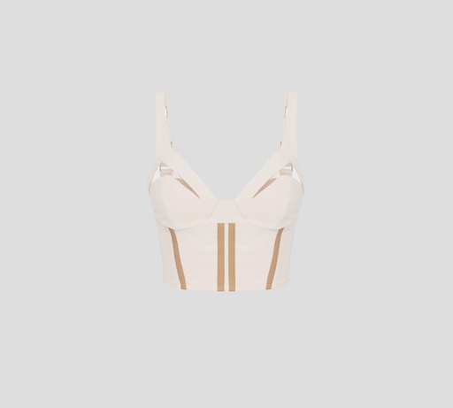 Elisabetta Franchi - TOP CREMA CON LINEAS CAMEL