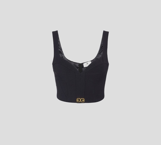 Elisabetta Franchi - TOP NEGRO CON DETALLES DORADOS EN PARTE INFERIOR