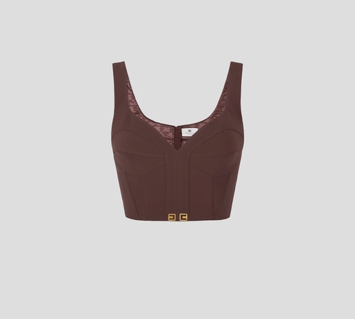 Elisabetta Franchi - TOP MERLOT CON DETALLES DORADOS EN PARTE INFERIOR