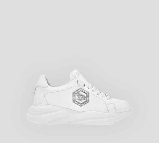 Philipp Plein - SNEAKERS BLANCO CORREDOR DE CUERO NAPPA CRYSTAL FATALE