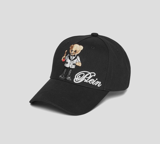 [FAEA-UAC0665-PTE003N-02] Philipp Plein - GORRA DE BÉISBOL NEGRA OSO DE PELUCHE