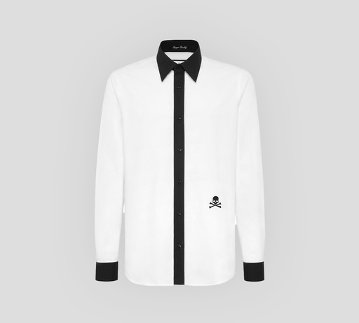 Philipp Plein - CAMISA DE ALGODÓN SUGAR DADDY BICOLOR CON CALAVERA