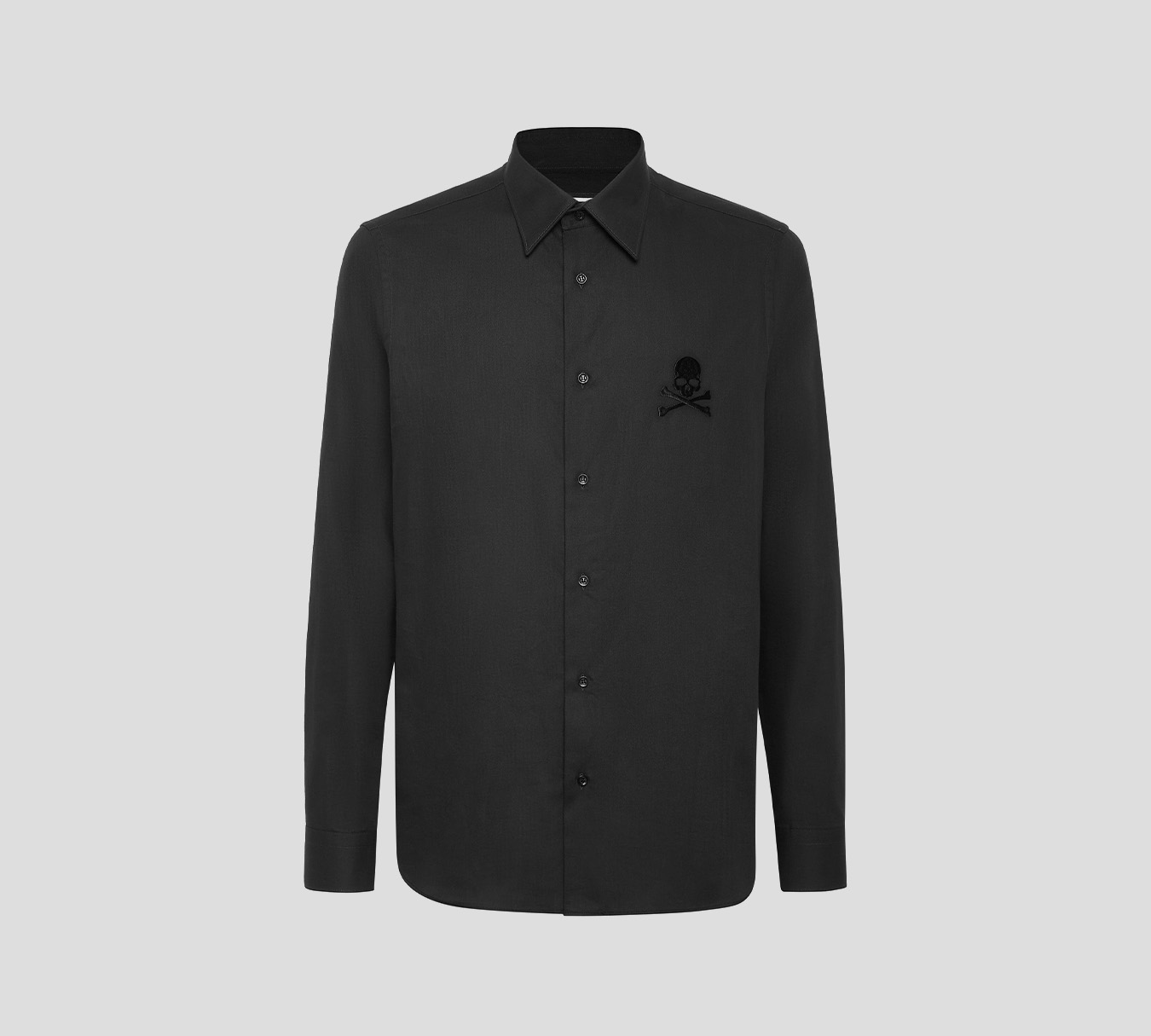 Philipp Plein - CAMISA NEGRA DE CORTE REGULAR CON ESTAMPADO DE ESPIGA