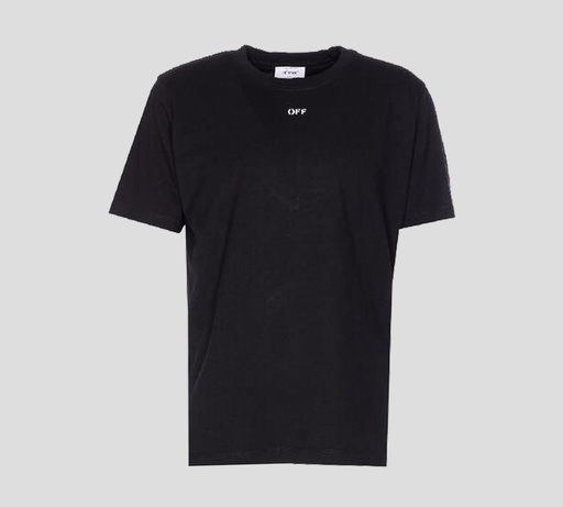 Off White - FRANELA NEGRA CUELLO REDONDO CON LOGO ESTAMPADO EN RELIEVE BLANCO SOBRE LA ESPALDA