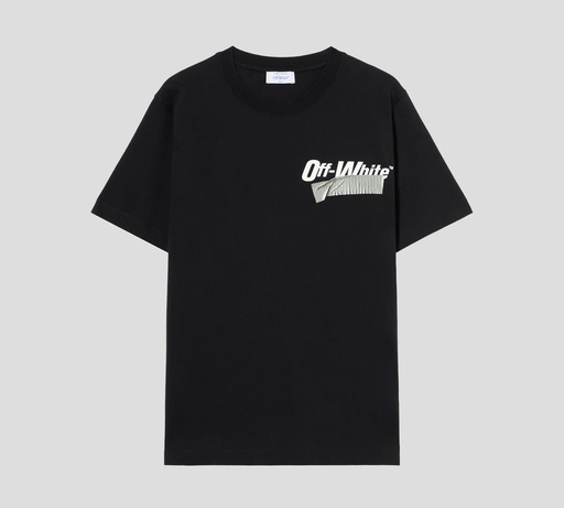 Off White - FRANELA NEGRA CUELLO REDONDO CON ESTAMPADO DE CINTA AISLANTE REALISTA