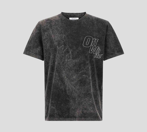 Off White - FRANELA NEGRA CUELLO REDONDO PRELAVADA CON LOGO EN OUTLINE