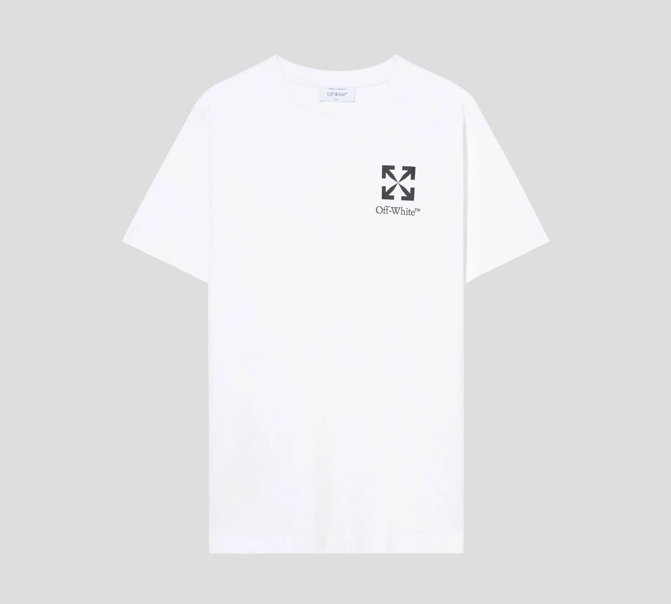 Off White - FRANELA BLANCA CUELLO REDONDO CON LOGO EN NEGRO SOBRE EL PECHO