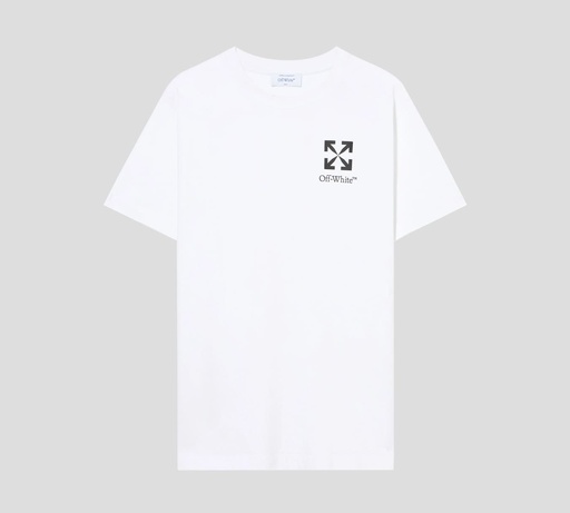 Off White - FRANELA BLANCA CUELLO REDONDO CON LOGO EN NEGRO SOBRE EL PECHO