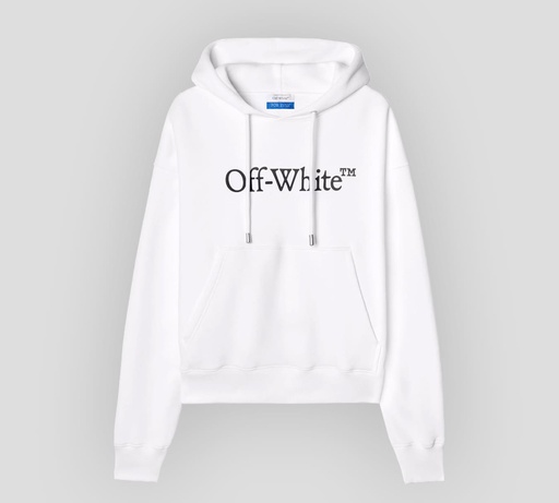 Off White - SWEATER HOODIE BLANCO CON LOGO ESTAMPADO Y BOLSILLO FRONTAL