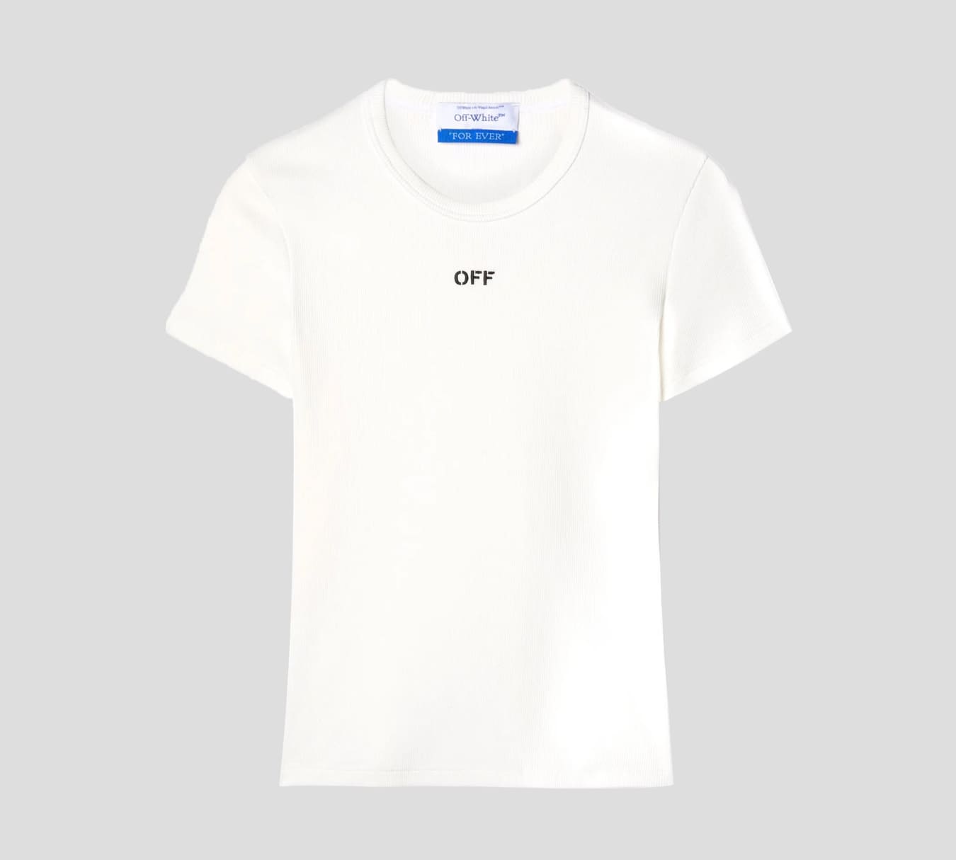 Off White - FRANELA BLANCA CUELLO REDONDO CON LOGO BORDADO EN EL PECHO