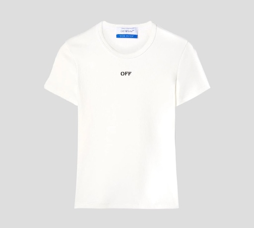 Off White - FRANELA BLANCA CUELLO REDONDO CON LOGO BORDADO EN EL PECHO