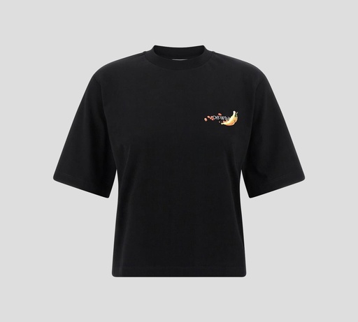 Off White - FRANELA CUELLO REDONDO NEGRA CORTE BOX CON ESTAMPADO DE FRUTAS EN LA ESPALDA