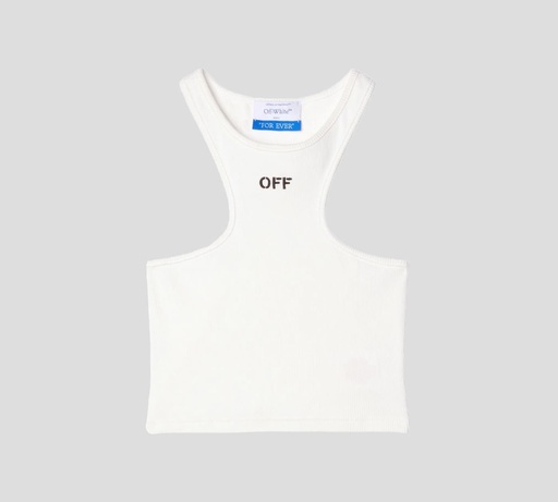Off White - TOP BLANCO CON CORTE DE FRANELILLA Y LOGO ESTAMPADO EN EL PECHO