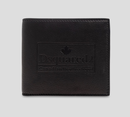 [WAM0074-04600001-2124] Dsquared2 - BILLETERA NEGRA DE CUERO CON LOGO GRABADO