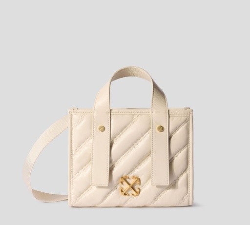 [OWNA238C99LEA0010400] Off White - CARTERA BEIGE CLARO DE MANO EN CUERO CON HEBILLA DE MARCA METALICA