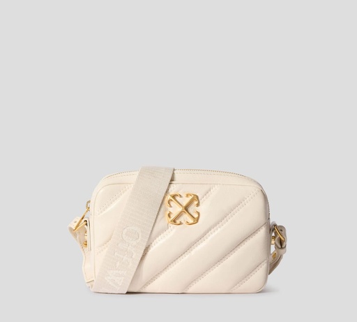 [OWNN18EC99LEA0010400] Off White - BANDOLERO BEIGE DE UN SOLO COMPARTIMIENTO CON HEBILLA DE MARCA METALICA