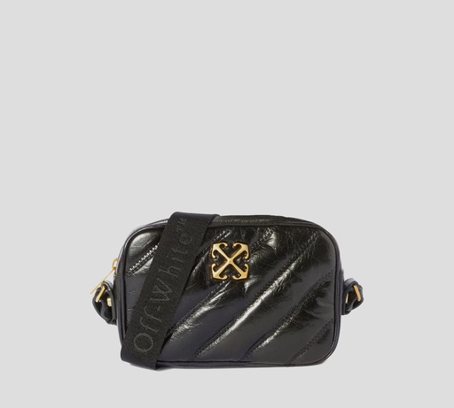 [OWNN18EC99LEA0011000] Off White - BANDOLERO NEGRO DE UN SOLO COMPARTIMIENTO CON HEBILLA DE MARCA METALICA