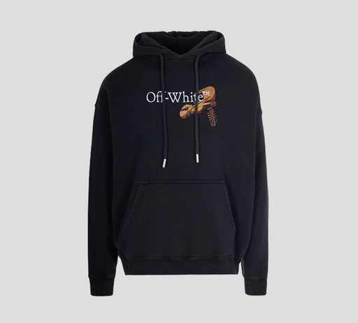 Off white - SWEATER HOODIE NEGRO CON ESTAMPADO DE VIOLIN Y ANGEL