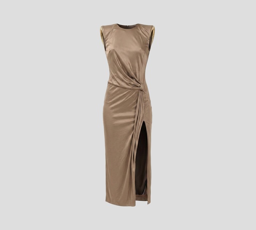 Elisabetta Franchi - VESTIDO MARRON SIN MANGAS CON NUDO LATERAL
