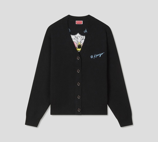 Kenzo - CARDIGAN NEGRO CON TIGRE AMARILLO SOBRE LA ESPALDA