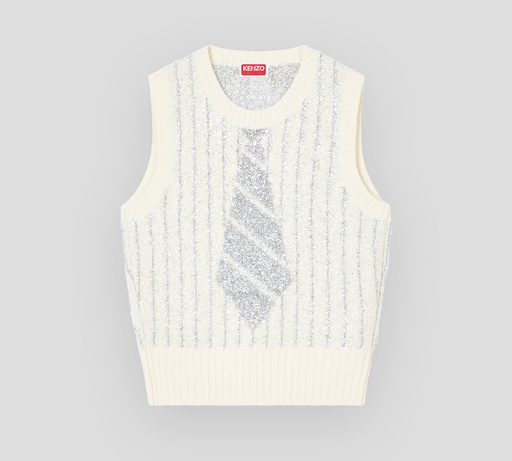Kenzo - TOP CREMA CON BRILLANTES PLATEADOS