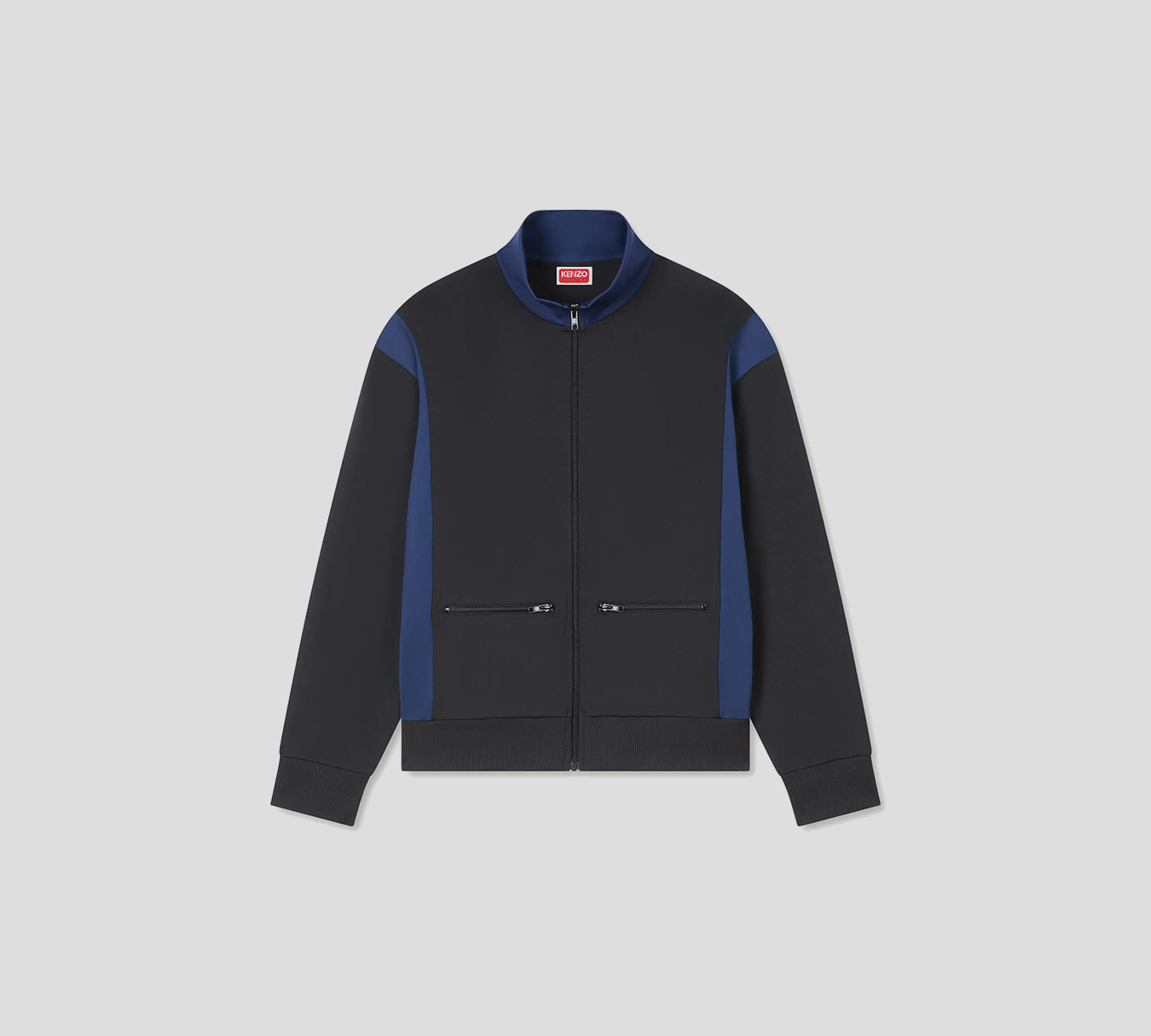 Kenzo - CHAQUETA NEGRA CON AZUL Y CUELLO ALTO