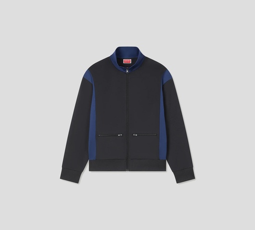 Kenzo - CHAQUETA NEGRA CON AZUL Y CUELLO ALTO