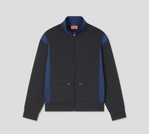 Kenzo - CHAQUETA NEGRA CON AZUL Y CUELLO ALTO