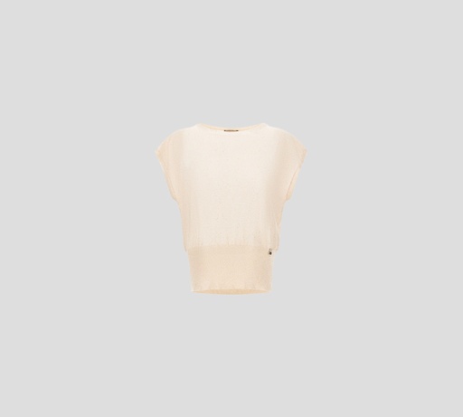 Herno - BLUSA MARRON CLARO CON DETALLES DORADOS SIN MANGAS
