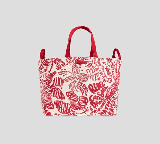 [SPW0113-00308745-M4236] Dsquared2 - CARTERA GRANDE BLANCA CON LETRAS Y CORRERAS ROJAS