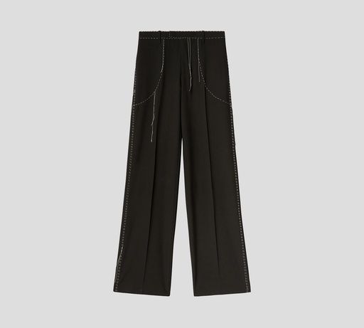 Off White - PANTALON NEGRO DE VESTIR Y COSTURA BLANCA