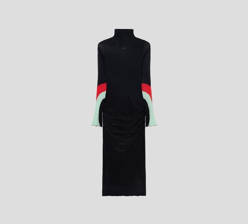 Off White - VESTIDO NEGRO CON MANGAS DE COLOR Y CUELLO ALTO