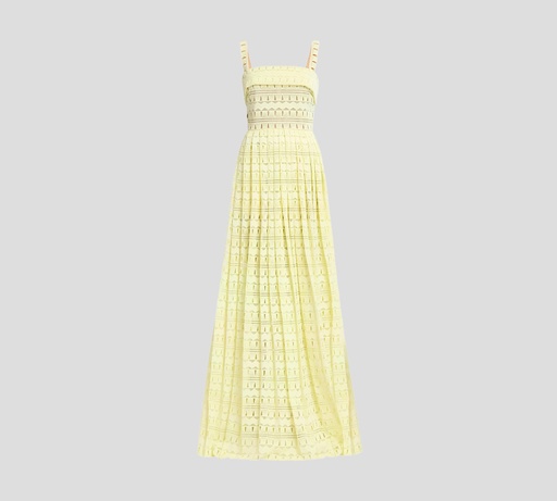 [D1059NR26-YL003-MC012] Elie Saab - VESTIDO LARGO DE MACRAMÉ AMARILLO MANTEQUILLA