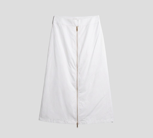 [SK259NR26-W0001-PO023] Elie Saab - FALDA MIDI DE ALGODÓN CON PLIEGUES LATERALES, COLOR BLANCO