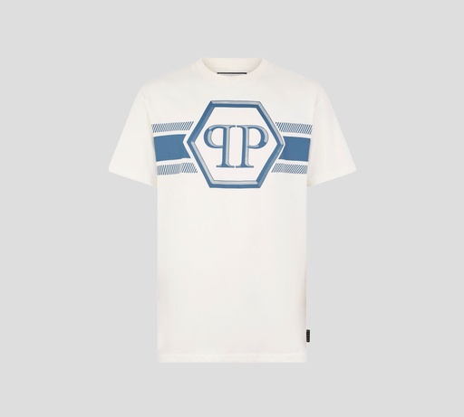 [SAFC-MTK8884-PJY002N-01OF] Philipp Plein - FRANELA BLANCA CON LOGO Y LINEAS EN NEGRO