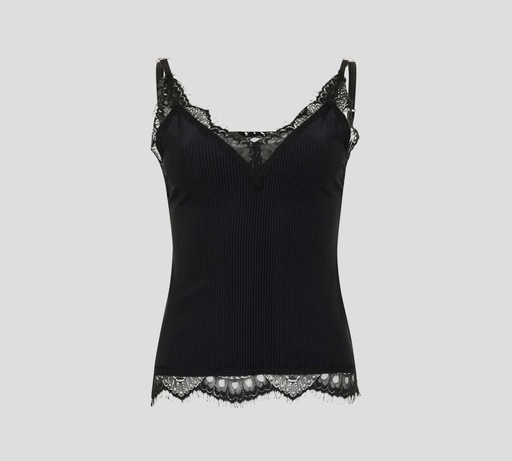 Philipp Plein - TOP NEGRO DE TIRANTES DE CANALÉ CON ENCAJE