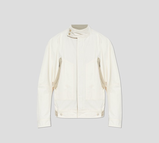 Dsquared2 - CHAQUETA BLANCA CON BOLSILLOS EN BEIGE Y CUELLO ALTO