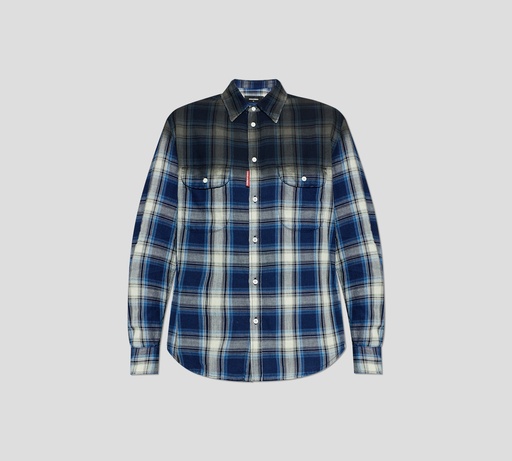 [S74DM0993-D35206-001F] Dsquared2 - CAMISA AZUL DE CUADROS