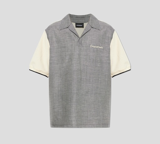 Dsquared2 - CAMISA DE LANA Y LINO BEIGE CON CUADROS EN BLANCO Y NEGRO