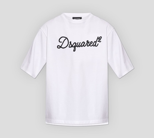 Dsquared2 - FRANELA BLANCA CUELLO REDONDO CON LOGO BORDADO