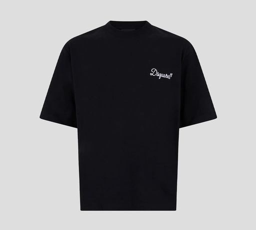 Dsquared2 - FRANELA NEGRA CUELLO REDONDO CON LOGO PEQUEÑO BORDADO