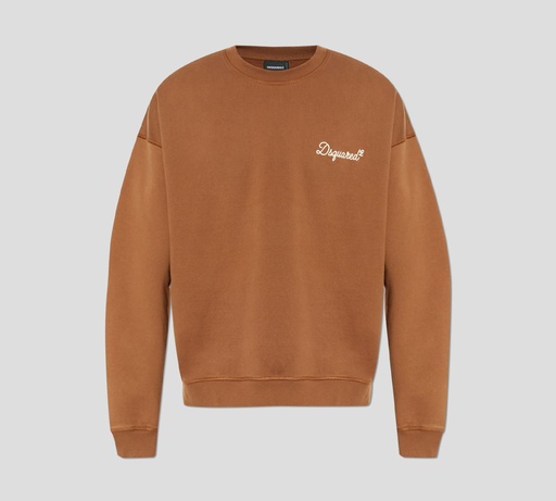 Dsquared2 - SWEATER MARRÓN CON LOGO PEQUEÑO BORDADO