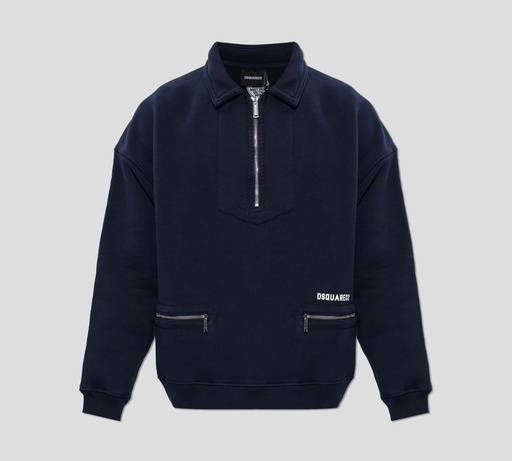 [S74GU0932-D25027-478] Dsquared2 - SWEATER AZUL MARINO CON CIERRE Y BOLSILLOS FRONTALES