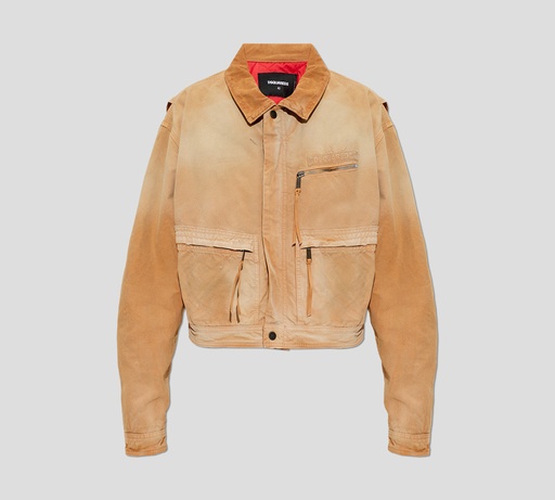 Dsquared2 - CHAQUETA CAMEL CON TRIPLE BOLSILLO FRONTAL Y CUELLO DE PANA