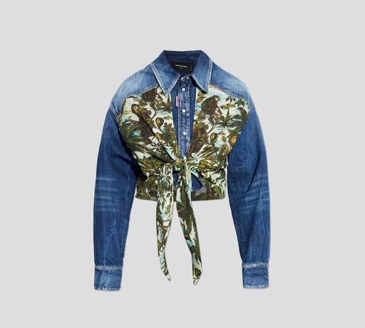 Dsquared2 - CAMISA DE JEANS CORTA Y DISEÑO TROPICAL