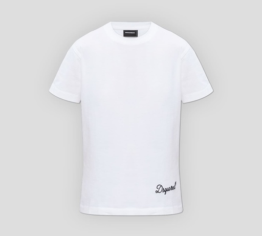 Dsquared2 - FRANELA BLANCA CUELLO REDONDO CON LOGO PEQUEÑO BORDADO