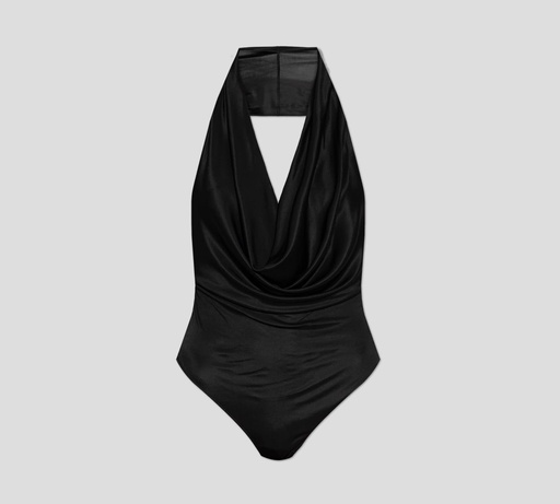 Dsquared2 - BODY NEGRO DE SATÉN CON CUELLO DRAPEADO