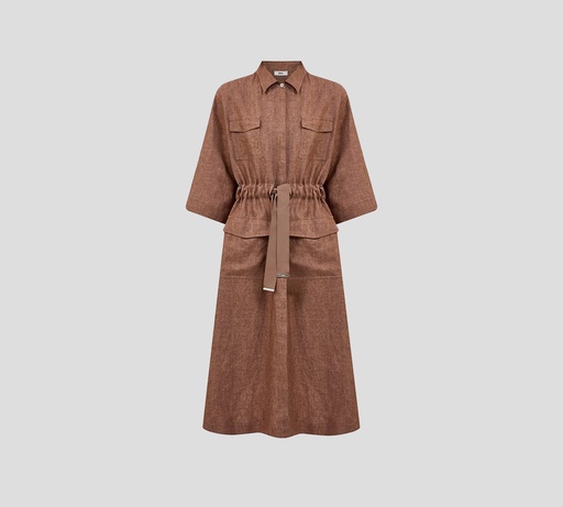 Herno - VESTIDO MARRON DE LINO